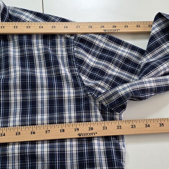 Sondergaard Casual Shirt Men 16 Blue White Plaid LS Buttons Collar Fitted Cotton - Picture 5 of 16